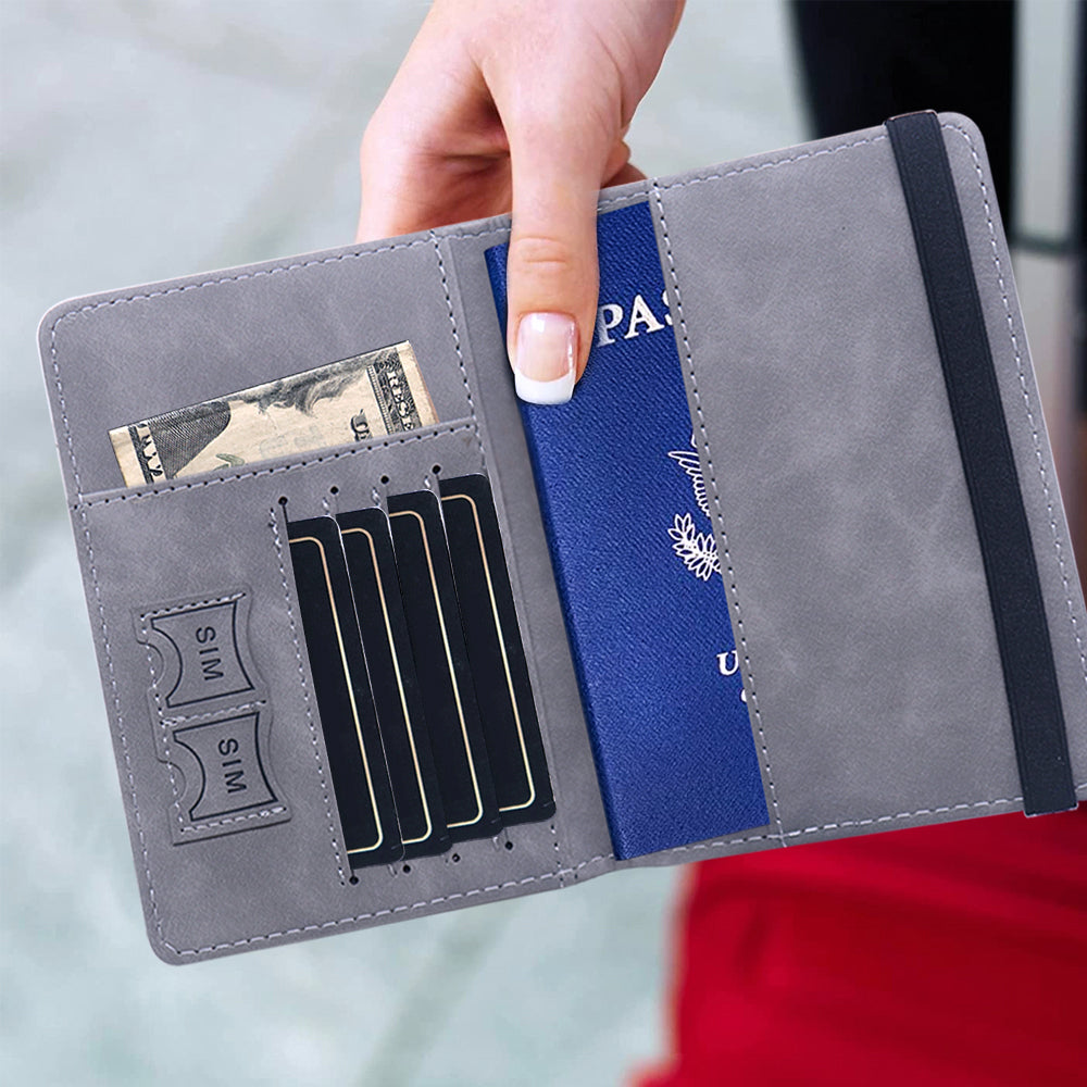 Passport Cover Custom Travel Wallet with Card Case Ticket Slot RFID Blocking Passport Holder for Men