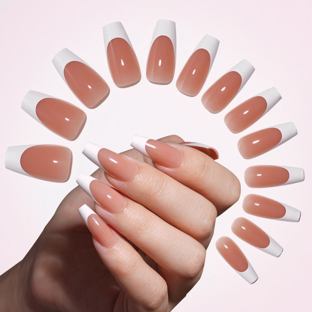 High-Quality French Press-On Nails – 24pcs Glossy Full Cover, Salon-Perfect Manicure at Home